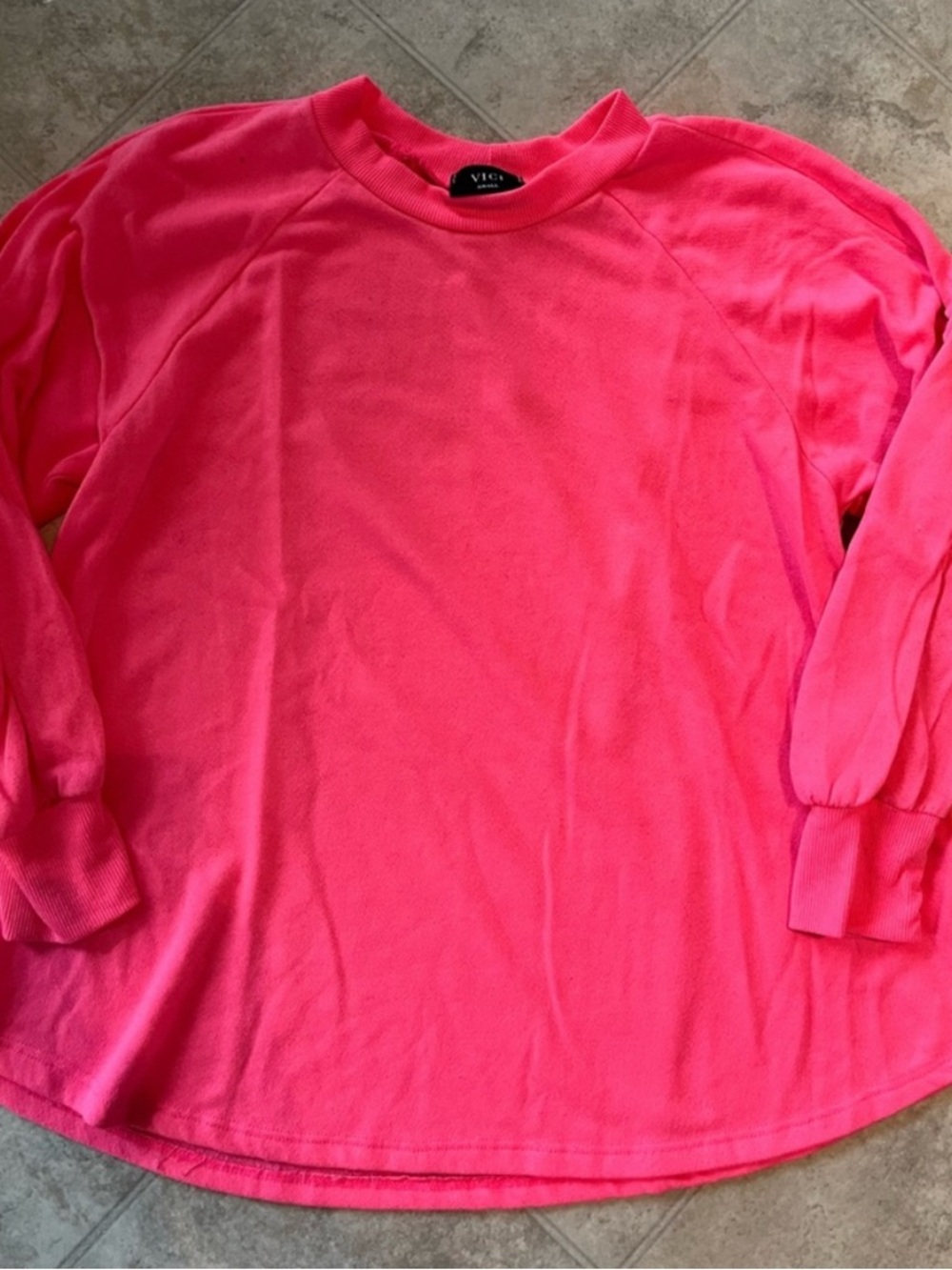 Vici Neon Pink Flared Crewneck Sweatshirt